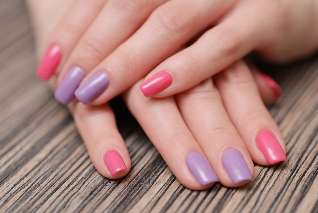 Bright color manicure Bright stylish manicure with colored nail polish